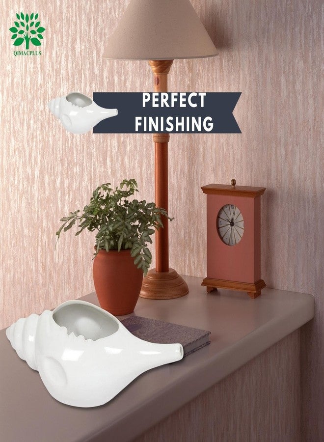 Qimacplus Leak Proof Durable Ceramic Neti Pot Non-Metallic & Comfortable Grip with 10 Sachet Neti Salt | Microwave and Dishwasher Friendly Natural Treatment for Sinus and Congestion (White) - Image 2